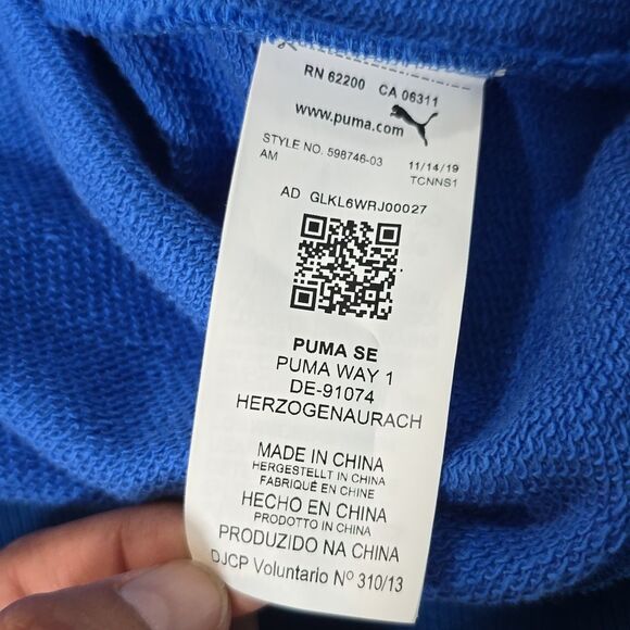 PUMA NWOT Men's Sweatshirt Crewneck Blue Cotton XL - Picture 6 of 10